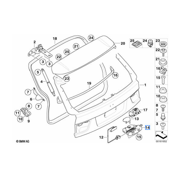 Zamek pokrywy bagażnika BMW E70 X5 3.0d 3.0si 3.5d 4.8i 30dX 35iX 40dX 50iX M - 51247308849