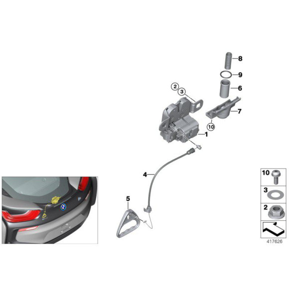 Zamek tylnej klapy BMW I12 i8 MINI R60 R61 - 51249802312