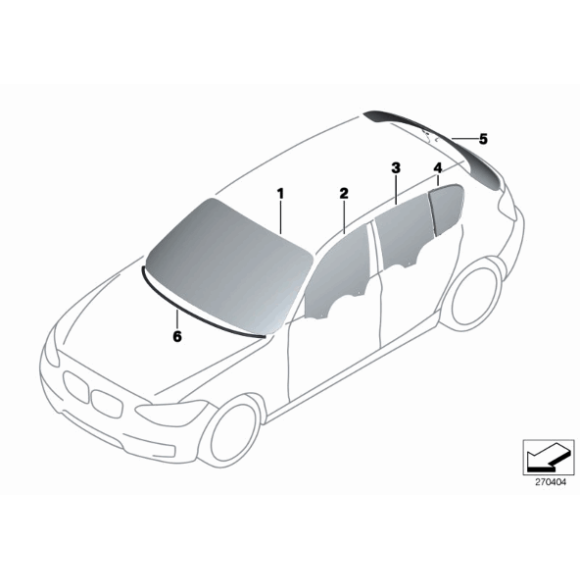 Szyba tył BMW F20 F21 114 116 118 120 125 135 140 - 51317239882