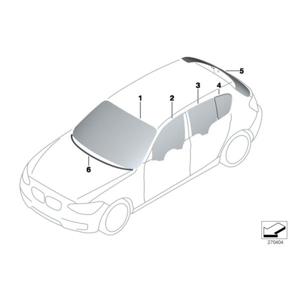 Szyba tył BMW F20 F21 114 116 118 120 125 135 140 - 51317239882