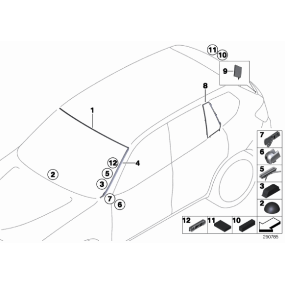 Zaczep listwy szyby przód dolny lewy BMW F25 X3 18 20 28 30 35 - 51317306205