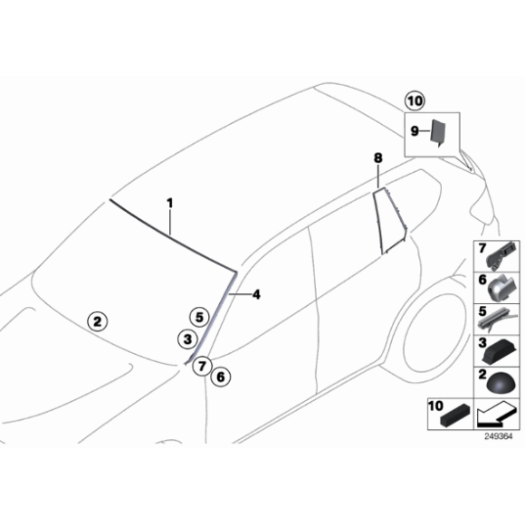 Zaczep listwy szyby przód dolny prawej BMW F25 X3 18 20 28 30 35 - 51317306206