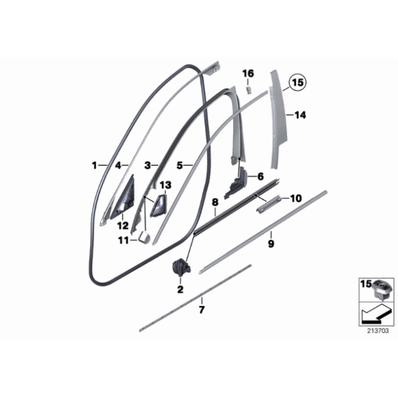 Uszczelka zewnętrzna drzwi przód BMW F10 F11 518 520 525 528 530 535 550 M5 - 51337182275