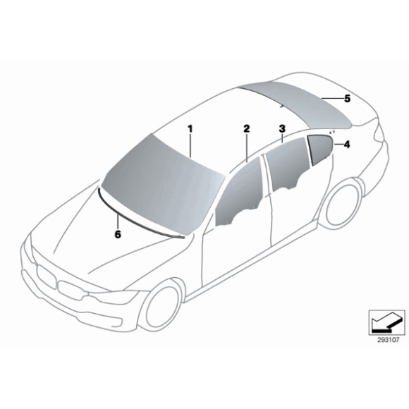 Szyba boczna stała tył prawa BMW F30 F80 M3 316 318 320 325 328 330 335 - 51357269554