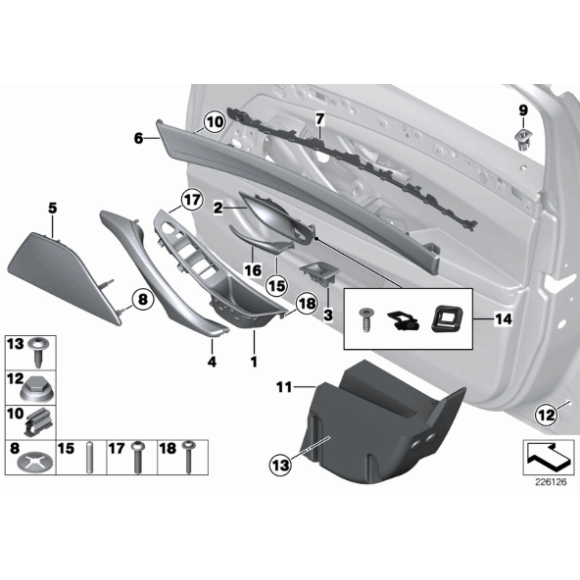 Uchwyt zamykający prawy BMW F10 F11 520d 525d 528i 530d 535i 550i - 51417225858