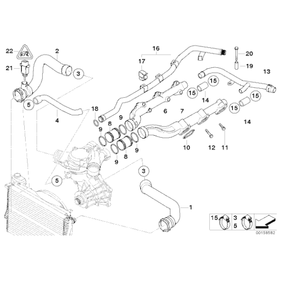 Przewód wąż chłodnicy górny BMW E39 M5 - 11531406766