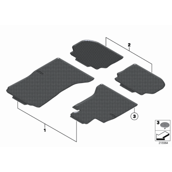 Dywaniki podłogowe tył gumowe czarne BMW F10 F10N F11 520 523 525 528 530 535 550 M550 M5 - 51472153889