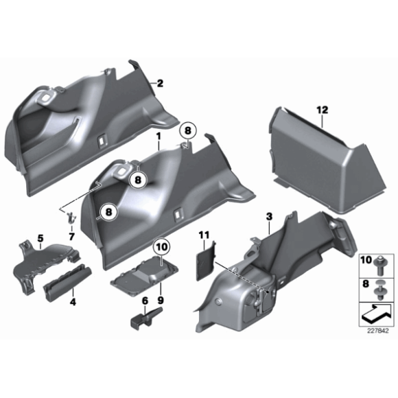 Wspornik wnęki koła bagażnika lewy tył BMW F10 F10N 518 520 523 525 530 535 550 M5 - 51477221643