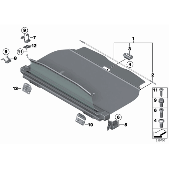 Drążek rolety bagażnika BMW F11 F11N 520 523 525 528 530 535 550 - 51477280410