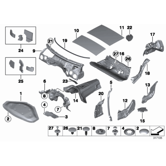 Wygłuszenie maski przód BMW F20 F21 F22 F23 F30 F31 F32 F33 F34 F36 - 51487221993
