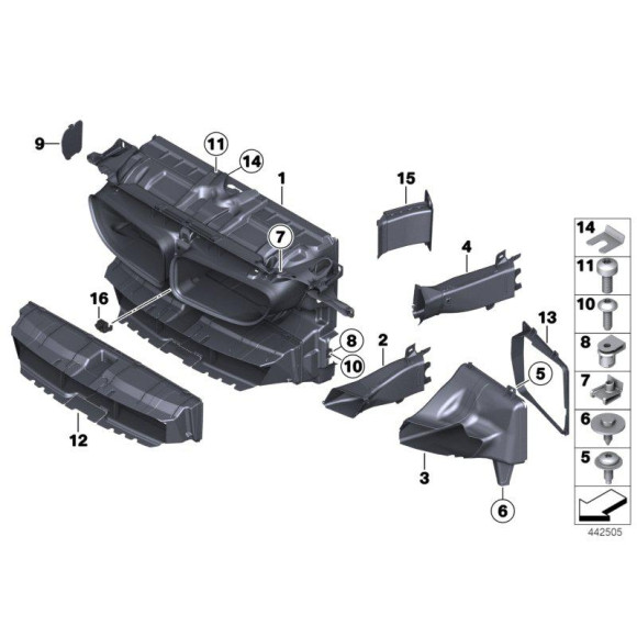 Pokrywa wlotu powietrza prawa BMW F01 F02 F06 F06N F07 F07N F10 F10N F11 F11N F12 F12N F13 F13N 51647237494 51647237494 Części oryginalne BMW Łódź | Sklep internetowy BMW