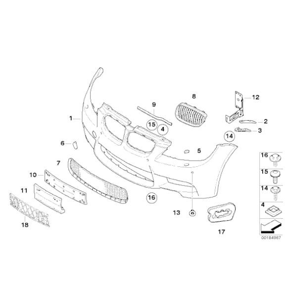 Atrapa nerka lewa czarna Performance BMW E90 E92 E93 - 51712155451