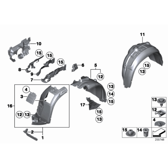 Pokrywa osłony wnęki koła nadkola BMW E84 X1 16d 16i 18d 18i 20i 20d 23d 25d 25i 28i 35i - 51712993140