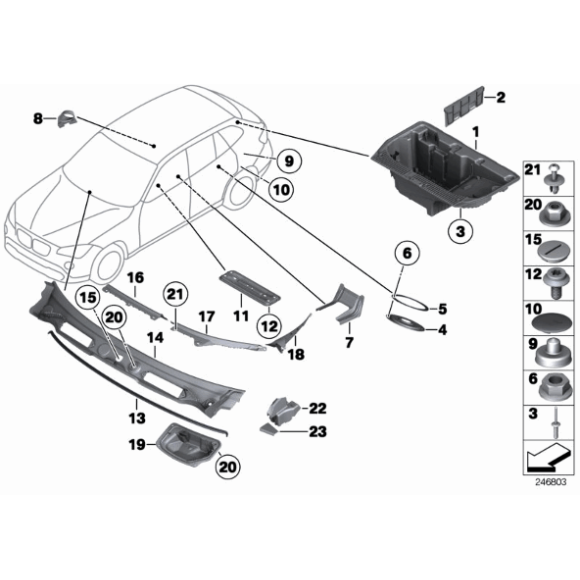 Prowadnica wody BMW E84 X1 16d 16i 18d 18i 20d 20i 23d 25i 25d 28i 35i - 51712993904
