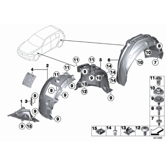 Uszczelka nadkola wnęki koła lewa BMW F20 F21 114 116 118 120 125 M135 - 51717241847