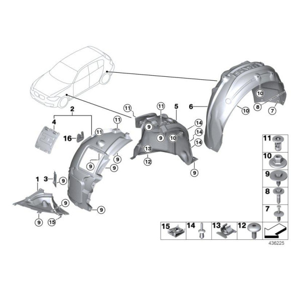 Uszczelka nadkola wnęki koła prawa BMW F20 F21 114 116 118 120 125 M135 - 51717241848