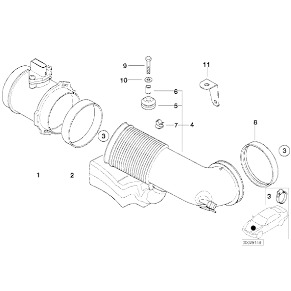Przepływomierz BMW E39 E38 X5 540i 740i 4,4i 4,6is M62 prod. po 09.1998r. - 13621433567