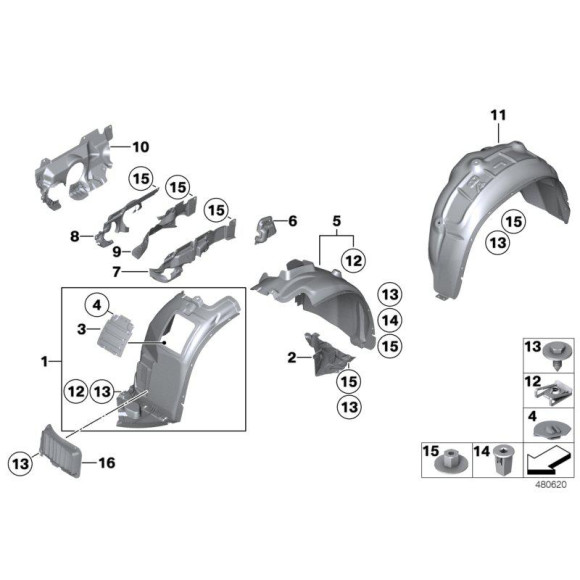 Nadkole przód prawe tylne BMW E84 X1 16d 18d 18i 20d - 51717312420