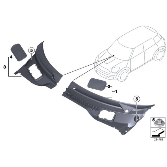 51719808096 Osłona Wlotu powietrza prawa podszybie MINI R60 R61 Cooper One JCW - 51719808096 - Części oryginalne BMW Łódź | Sklep internetowy BMW