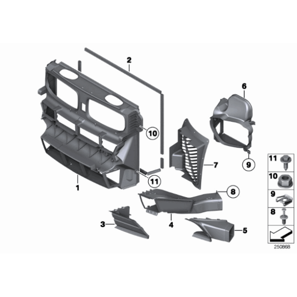 Prowadnica powietrza dodatkowego chłodnicy lewa BMW E70N X5 30dX 35dX 40dX 50iX M50dX - 51747222869