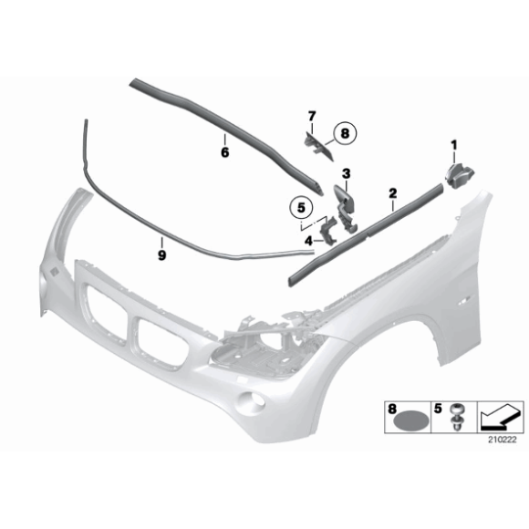 Kształtka kanału zbierającego wodę lewa BMW E84 X1 16d 16i 18i 18d 20d 20i 23d 25d 25i 28i 35i - 51762993023