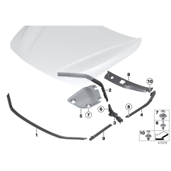 Uszczelka pokrywy silnika przód BMW F20 F21 F22 F23 F30 F31 F32 F33 F34 F36 F80 F82 E87 - 51767255802
