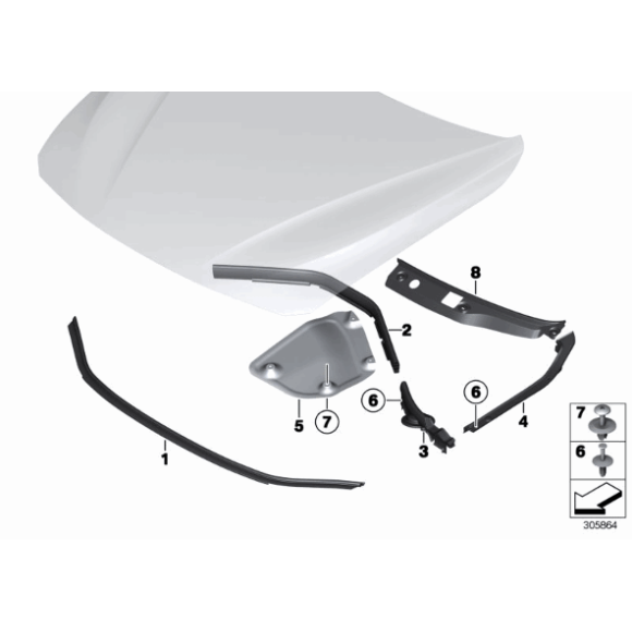 Uszczelka pokrywy silnika przód prawa BMW F30 F31 F32 F33 F36 316 318 320 325 328 330 335 418 420 428 425 430 435 440 - 51767264