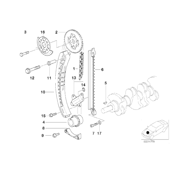 Koło łańcuchowe rozrządu BMW E36 E46 Z3 316i 318i M43 - 11311435992