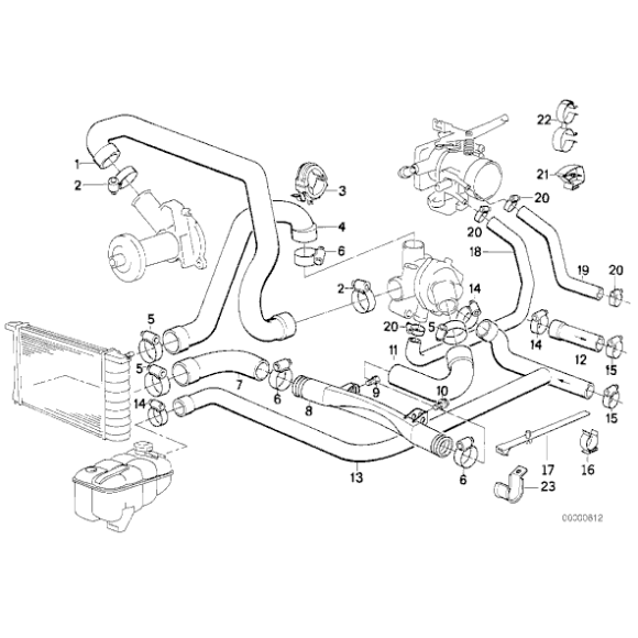 Wąż chłodnicy BMW E30 E34 320i 325i 325ix 325e 520i 525i M20 - 13541719966