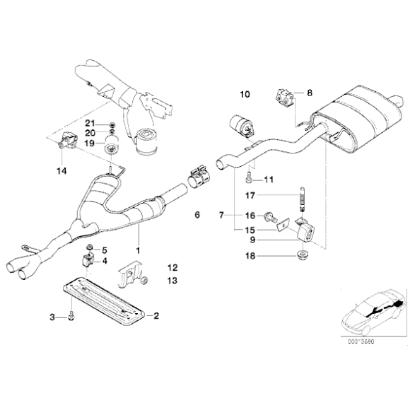 Tłumik drgań wydechu BMW E39 520i 523i 528i 540i prod. 01.1997-08.1997 - 18301436513