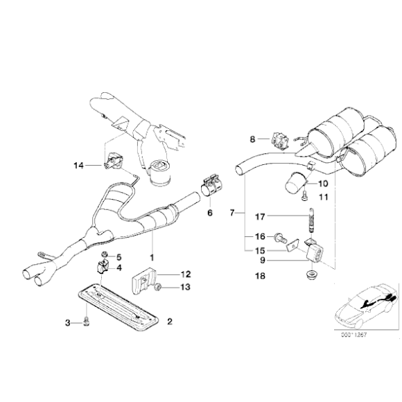 Tłumik środkowy BMW E39 528i prod do 09.1998r - 18101436532