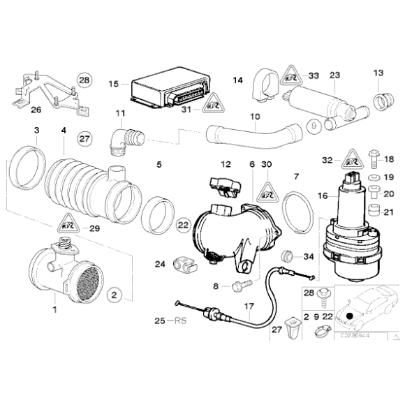 Przepływomierz BMW E39 E38 E34 E32 540i 740i 840i M60 M62 prod do 091998r. - 13621702078