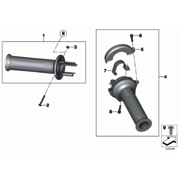 Uchwyt manetka lewa podgrzewana BMW K25 K27 K29 K40 K43 K71 K72 - 61317727067