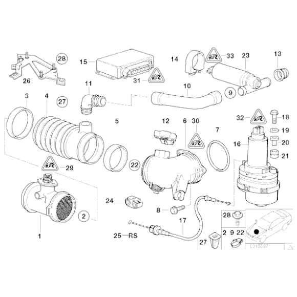Przepływomierz BMW E34 525i 530i E32 730i E38 730i 735i E39 535i E36 325i - 13621747155