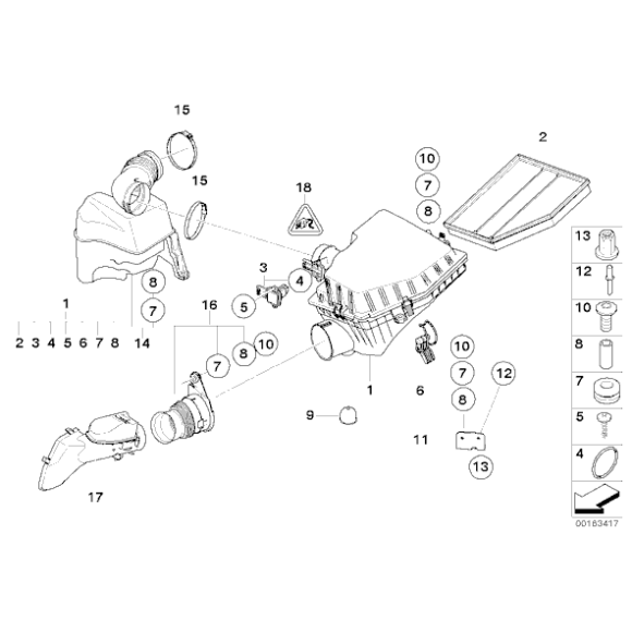 Przepływomierz BMW E60 E61 E63 E65 E87 E90 323 325 330 130 730 630 520 523 525 530 - 13627520519