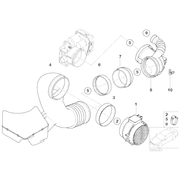 Rura guma przepływomierza BMW E53 X5 3,0i M54 - 13541440102