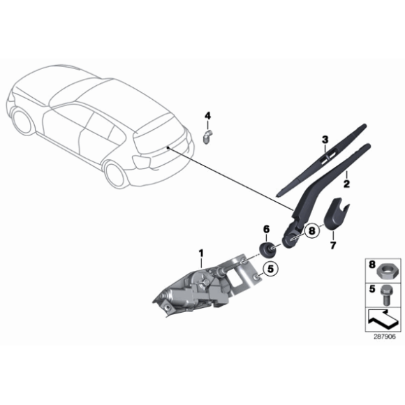 Pokrywka ramienia wycieraczki tył BMW F20 F21 114 116 118 120 125 135 140 - 61617274157