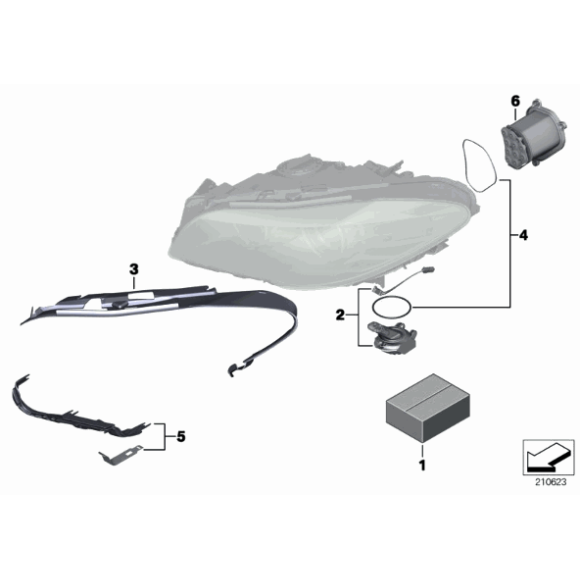 Uszczelka reflektora lewa BMW F10 F11 520i 523i 525i 528i 530i 535i 550i M5 M550dX - 63117240367