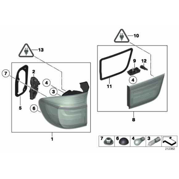 Uchwyt żarówki lampy bocznej tył prawy BMW E70 X5 M 30dX 35iX 40dX 50iX M50dX - 63217262574