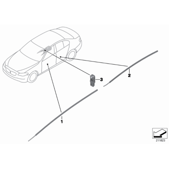 Światłowód drzwi przód górny lewy BMW F10 F11 520 523 525 528 530 535 550 - 63319186635