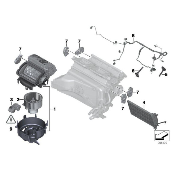 64119227670 Dmuchawa wentylator wnętrza BMW E81 E87 E84 X1 E88 E90 E91 E92E93 F25 F26 X3 X4 - 64119227670 - Części oryginalne BMW Łódź | Sklep internetowy BMW