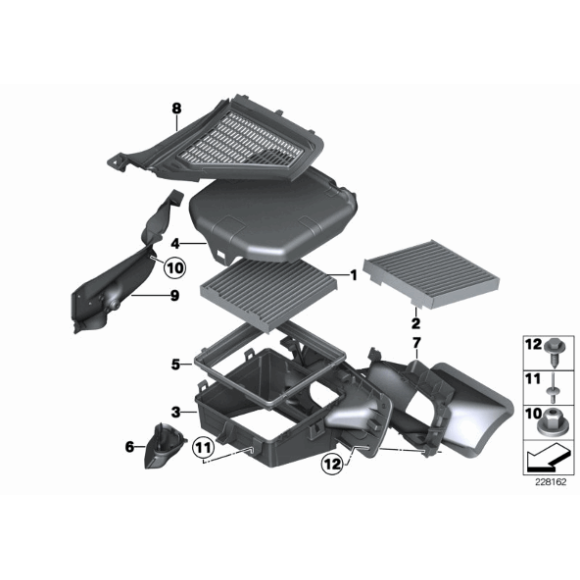 Filtr kpl. obiegu powietrza BMW F25 F26 X3 X4 20dX 20iX 18d 18i 28iX 30dX 35dX 35iX M40iX - 64119237159