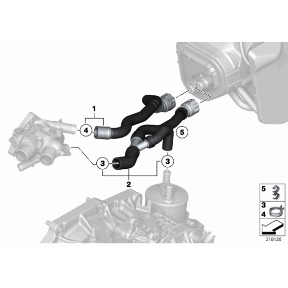 Przewód dopływ silnika nagrzewnica BMW R55 R56 R57 R58 R59 R60 R61 Cooper - 64217606001