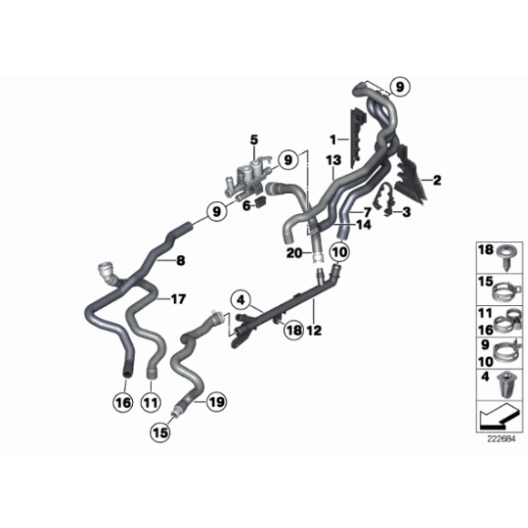 64219193864 Przewód powrotny płynu chłodzącego ogrzewania postojowego BMW F07 F10 F11 - 64219193864 - Części oryginalne BMW Łódź | Sklep internetowy BMW