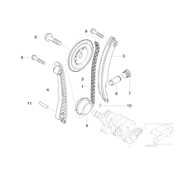 Łańcuch rozrządu MINI R50 R52 R53 Cooper One 1,4i 1,6i - 11311485400