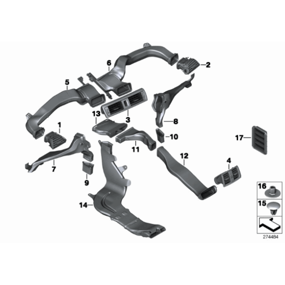 Odpowietrznik tylny BMW F20 F21 F22 F23 F39 X2 F40 F45 F46 F48 X1 MINI F54 F60 G29 I01N - 64229201647