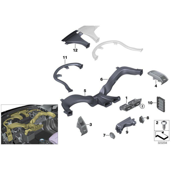 Odpowietrznik tylny BMW F20 F21 F22 F23 F39 X2 F40 F45 F46 F48 X1 MINI F54 F60 G29 I01N - 64229201647