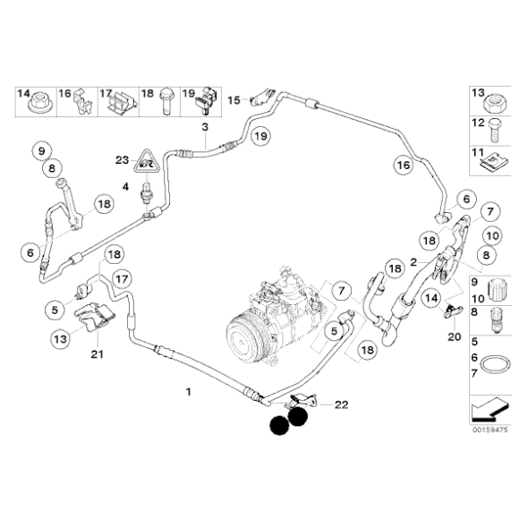 64509226413 Przewód kompresora klimatyzacji BMW E84 X1 E90N E91N E92N E93N 20d 25d 316d 318d - 64509226413 - Części oryginalne BMW Łódź | Sklep internetowy BMW