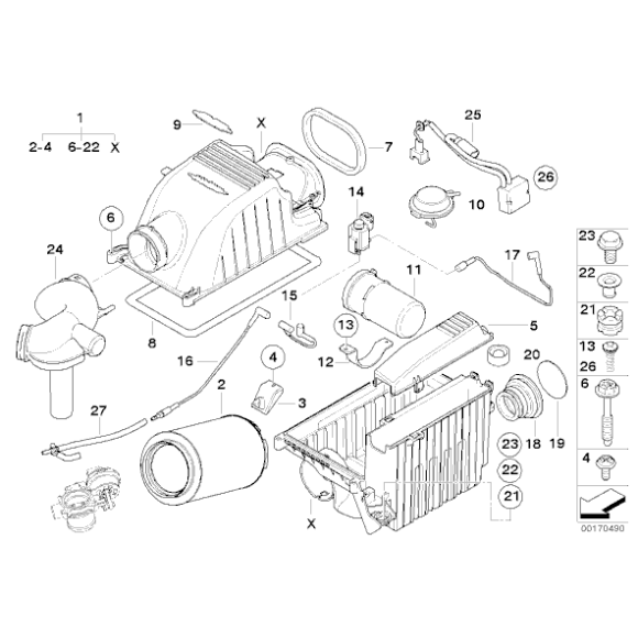 Śruba filtra powietrza MINI R50 R52 R53 Cooper One 1.4i 1.6i S - 13721488796