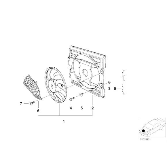 64546921383 Wentylator skraplacza klimatyzacji BMW E38 725tds 728i 730i 735i 740i 750i - 64546921383 - Części oryginalne BMW Łódź | Sklep internetowy BMW